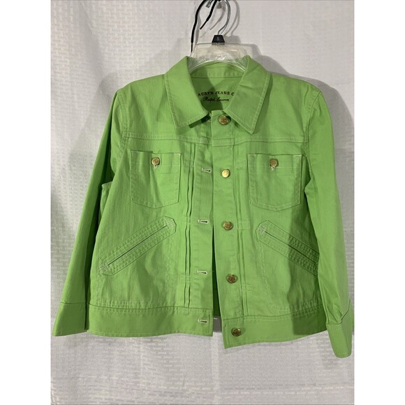 Ralph Lauren Vintage Green Denim Jacket Womens L Polo - Picture 1 of 5